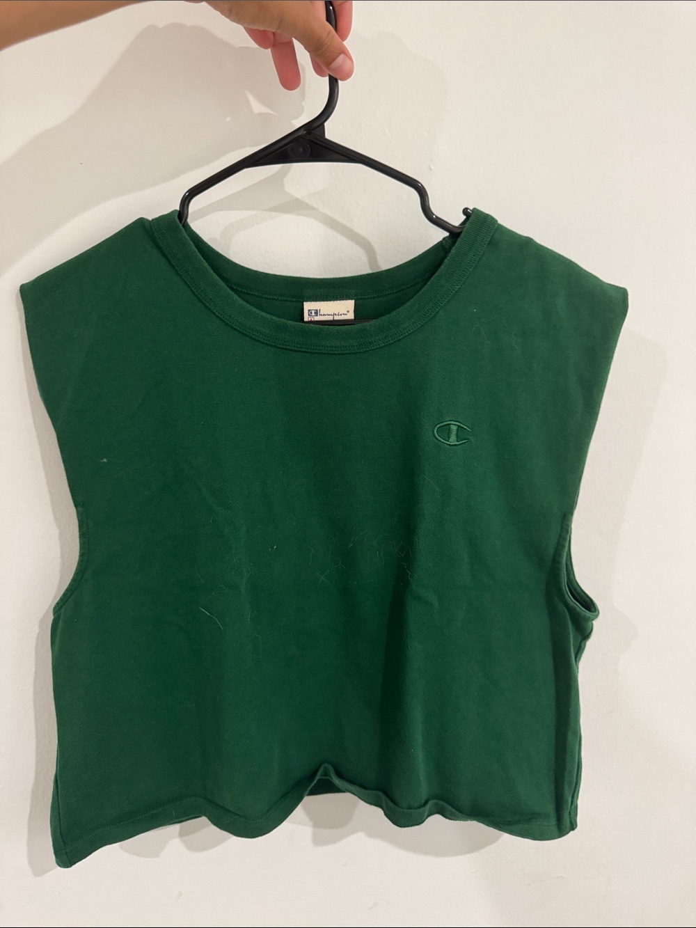 Champion Dark Green Sleeveless Cropped Muscle Tee